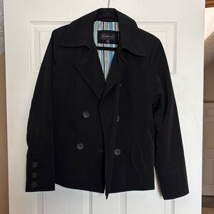 Braetan Cropped Black Trench Coat